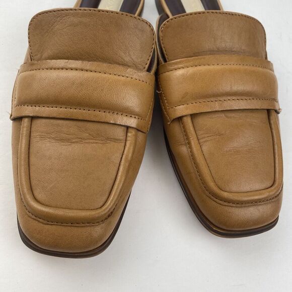 Franco Sarto Womens Duval Slip On Mule Shoes Size 7.5 M Tan Leather Square Toe - Picture 10 of 16